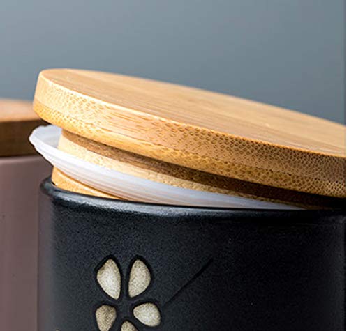 Mathew O Ceramic Retro Flower Sugar Bowl Spice Jar Storage Pot With Wooden Lid thumb #5