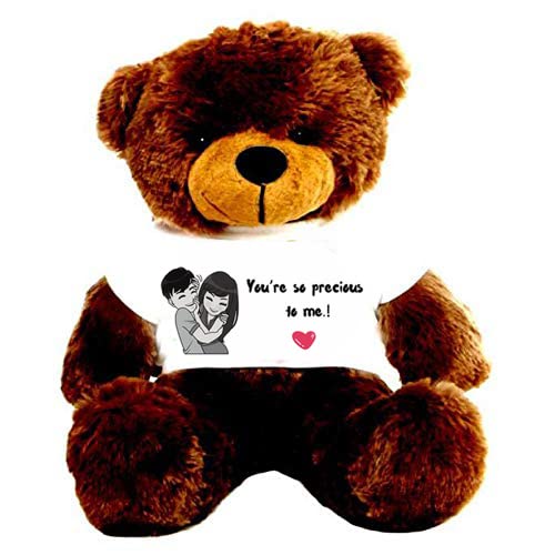 HUG 'n' FEEL SOFT TOYS Big Teddy Bear for Gift of Any Occasion Wearing a “Your are so Precious to me T-Shirt 4 feet Chocolate Plush & Stuffed Toys
