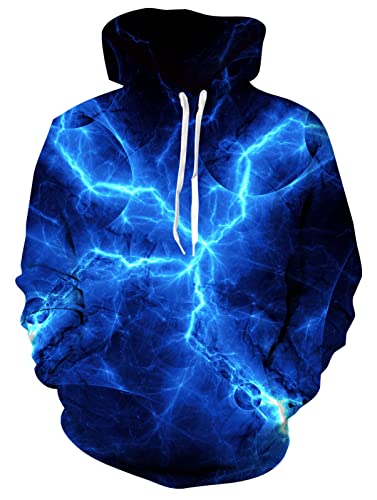 NEWISTAR Lightning Sudadera con Capucha para Hombre 3D Graphic Fleece Pullover con Pocket Jumper Novedad Sudadera Outwear Cover