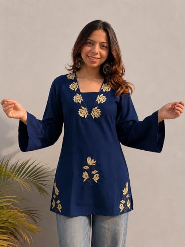 Image of ANNI Designer Cotton Short Kurti for Women | Stylish Kurti | Short Kurti Top | Casual Kurta for Women | Comfortable Cotton Kurtis for Womens