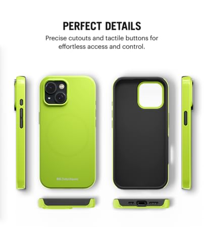 Image of DailyObjects Polycarbonate Enamel Bumper Magsafe Case for iPhone 14 Compatible with Mag-Safe Wireless Charging | Lime Hybrid Magnetic Back Cover