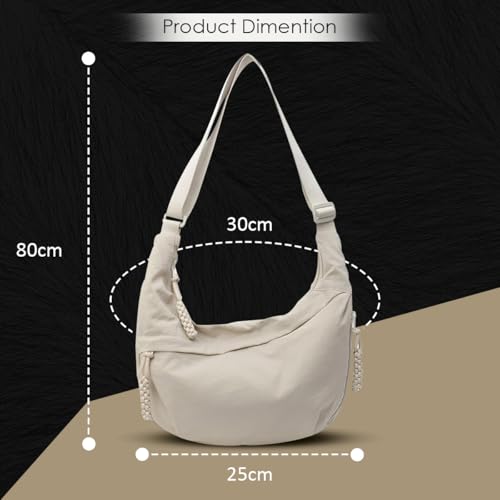 Image of Stvin Crossbody Travel Sling Bags for Women and Men, Crescent Shoulder Purse Bag with Zipper & Adjustable Strap, Half - Moon Shaped Waist Bag, Unisex Chest Bag - Nylon Fabric