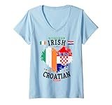 Photo Gallery donna idea bandiera irlandese croata per donne e radici dell irlanda della croazia maglietta con collo a v Photo Gallery donna idea bandiera irlandese croata per donne e radici dell irlanda della croazia maglietta con collo a v