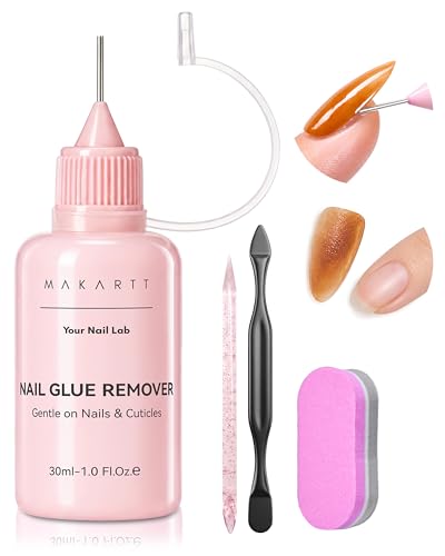Makartt Jojoba Oil Nail Glue Remover for Press On Nails, Acetone-Free, Gentle At-Home Remover for...