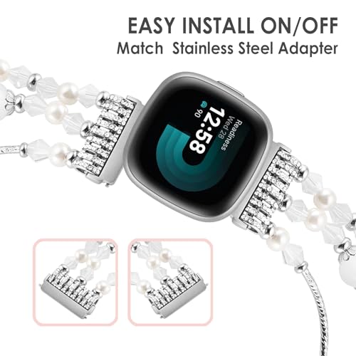 Correa de cuentas elástica para Fitbit Versa 3/4 y Sense miniatura 6