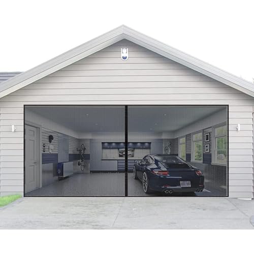 Garage Magnetic Screen Door Kit | 14.6x7ft Retractable Fiberglass Mesh, Heavy Duty Weighted Bottom, Tool-Free Installation | Patio, Workshop & Outdoor Use (Size: 176in * 84in)