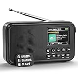 Roxicosly Small DAB+/DAB/FM Digital Radio, Portable Bluetooth Radio with 2.4" TFT Colour Display, 3000mAh Rechargeable Battery & USB-C Mains Powered, 80 Presets, EQ, AUX & MicroSD Slot, Dual Alarm