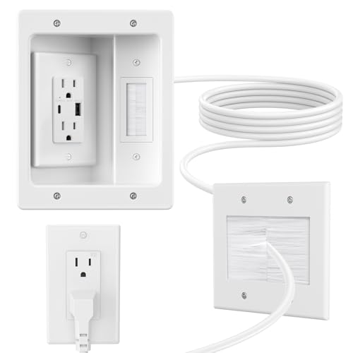 in Wall Cable Management Kit Brush Wall Plate,AC Outlets &
