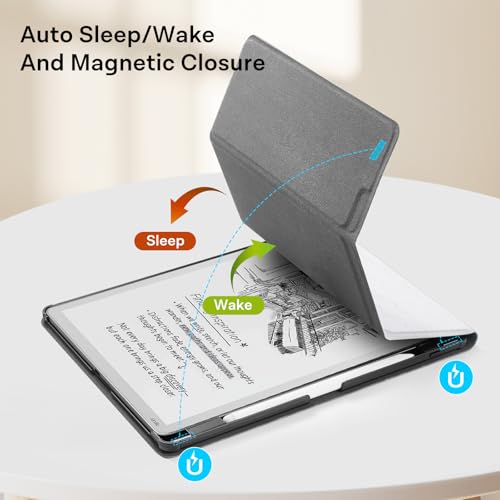 Image of CoBak Case for 11 inch Kindle Scribe 3rd Generation 2025, Kindle Scribe Colorsoft with Two Viewing Angles - All New PU Leather Cover with Auto Sleep Wake, Pen Holder. Sketch Sunflower