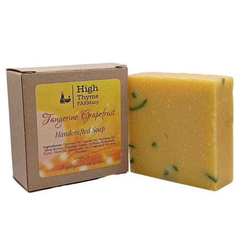 High Thyme Farmacy Tangerine Grapefruit Handcrafted Soap - Tangerine And Grapefruit Bar Soap - Lye Soap - Fruity Grapefruit Bath Soap - Moisturizing Body Soap #TOP3