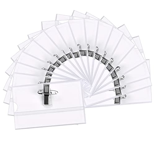 Lot de 100 porte-badges avec pince crocodile et épingle à nourrice, porte-carte d'identité horizontal, porte-badges étanches pour entreprise, école, conférence d'entreprise Cover