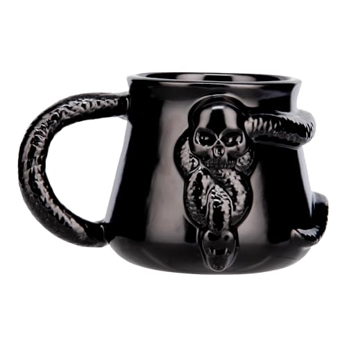 Paladone Harry Potter Mug à motif marque de Mangemort et serpent Nagini sous licence officielle 400 ml, tasse à café en céramique noire du monde des sorciers, cadeau pour adultes et fans