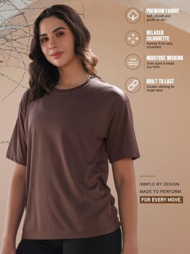Image of CHKOKKO Oversized T-Shirt for Women Cotton Blend Soft Loose Fit Tshirt Top for Summer Half Sleeves Drop Shoulder Trendy Stylish Solid for Casual Streetwear, Outings or Travel