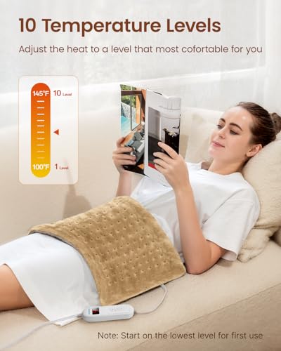 Image of RENPHO Heating Pad for Back & Period Cramps, Hsa Store Eligible Items, Heat Pad for Knee and Leg, Birthday Gifts for Women Men Husband, Auto Shut Off, ETL Certified, 12 inch x24'' Light Yellow