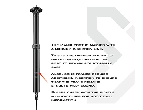 Image of X-Fusion Manic Gravel Internal Remote Dropper, OD:27.2, Travel:50 /100mm, Gravel Dropper, Gravel Dropper Post, with Remote Lever and Retail Package