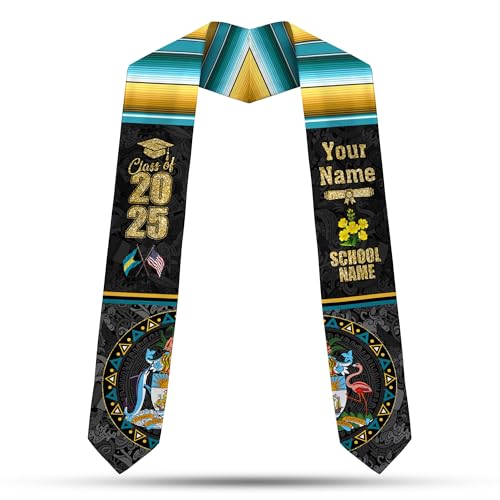 MonkeyVan Bahamians Graduation Sash Custom Bahamians American Flag Graduation Sash 2025 Bahamas Graduation Stole Bh13