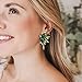 EVER FAITH St Patricks Day Crystal Fashion Statement Earrings, Vintage Marquise Teardrop Cluster Bling Colorful Dangle Earrings for Women Green w/Champagne