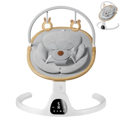 Image of Baby Swings for Infants, Fasonbaby Bluetooth Infant Swing with Music Speaker with 3 Seat Positions, 5 Speeds and Remote Control - Portable Baby Swing for Indoor and Outdoor (White)