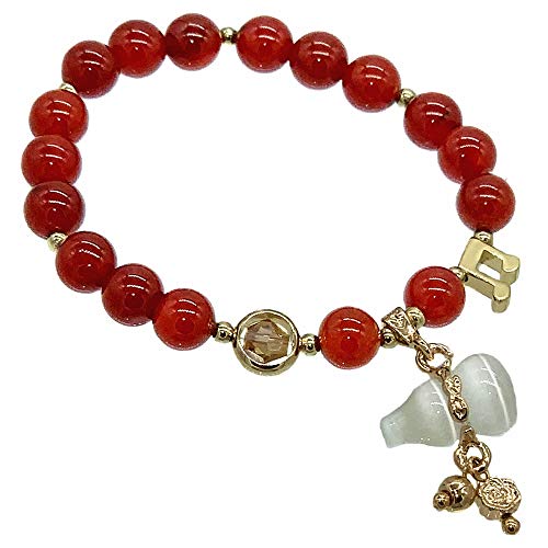 Betterdecor Feng Shui Handmade Natural Red Agate Bracelet with Chinese Wu Lou/Hu Lu for Health and Protection