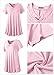 MONNURO Womens Plus Size Short Sleeve V Neck Button Basic Tunic Tops Summer Swing Shirts Blouses for Leggings(Pink,1X)