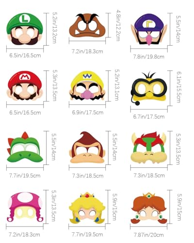 Image of Jolbndcv 12 Pcs Masks, Game Themed Cartoon Role Play Bros Party Favors, Birthday Cosplay Mask Halloween Dress Up Supply