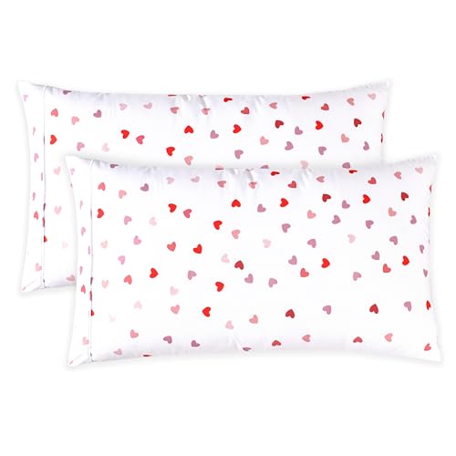Elegant Comfort 01EL-VALENTINA-PCASE-QUEEN Ultra Soft Set Of 2 Hearts Print Pillowcases cover