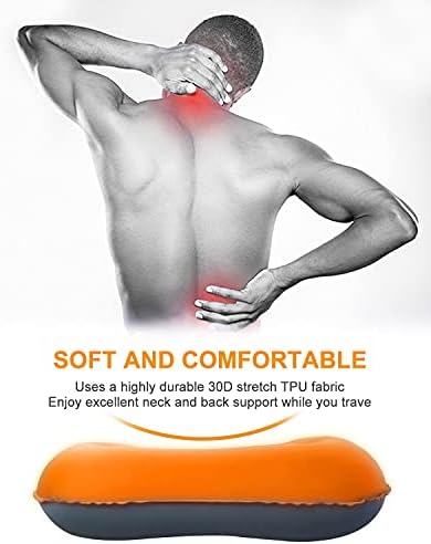 YUANYU Ultralight Camping Pillow, Compressible, Compact,Comfortable, Ergonomic Inflatable Travel Pillow with Storage Bag, for Neck & Lumbar Support for Hiking, Camping, Traveling,3.5 oz,Orange Small