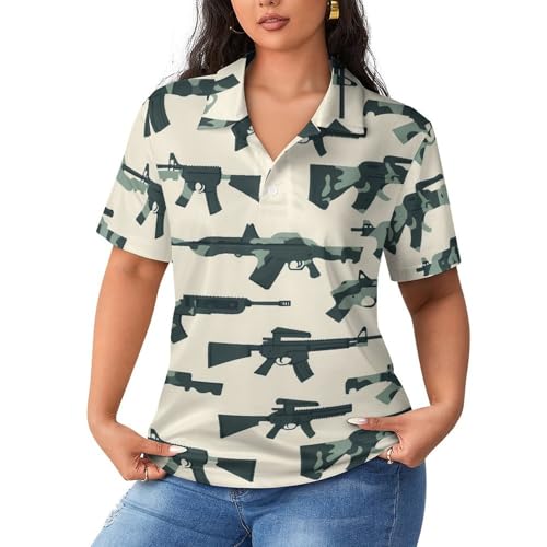 Polo de manga corta para mujer Military Guns contra el sudor en ocio