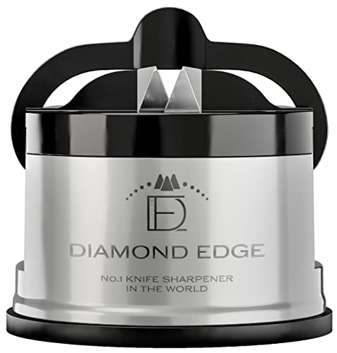 Diamond Edge No.1 Knife Sharpener &ndash; Safe & Compact Manual Knife Sharpener for Any Knife - Knives Sharpener Suitable for Serrated & Outdoor Blades &ndash; Professional Quality, Silver