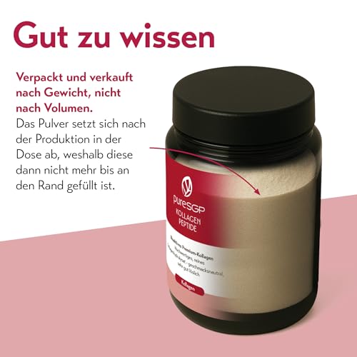 pureSGP® Kollagen [300g]: Reinstes Kollagen in Apothekenqualität - Bioaktive Premium-Peptide aus hochwertigem Kollagenhydrolysat. Mit Vitamin C & Biotin - Geschmacksneutral - Sehr gute Löslichkeit