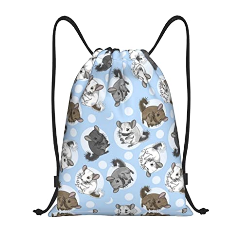 KIDINN Chinchillas bleus et sacs de cordon d'impression de lune, sac réglable de cordon, noir, Medium