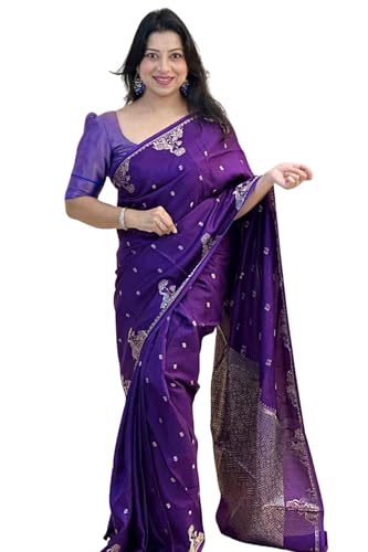 Image of SGF11 Women's Kanjivaram Soft Silk Saree With Blouse Piece
