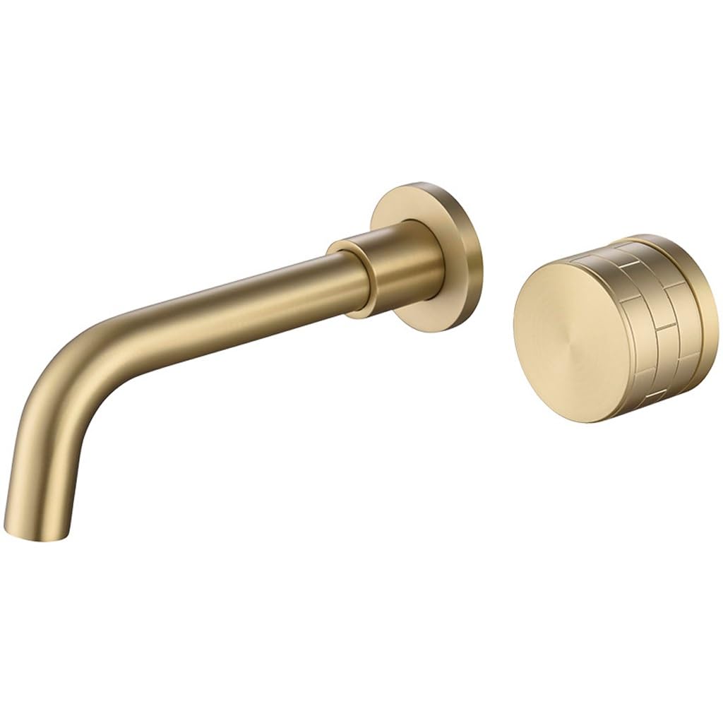 Robinet de lavabo mural couleur or pour une salle de bains moderne et épurée