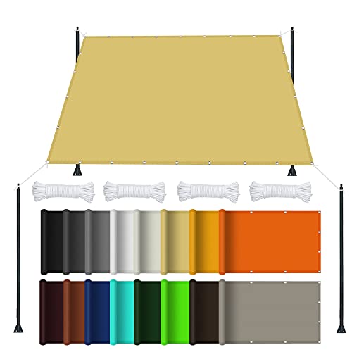 Sonnensegel Sonnenschutz Garten Balkon 1 x 5 m Sonnensegel Sonnenschutz, Wasserdicht 98% UV Schutz inkl Befestigungsseile für Garten Terrasse, Creme Farben