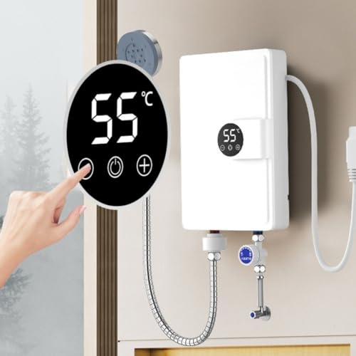 Chauffe-eau électrique mural 5500W compact avec écran LCD pour douche