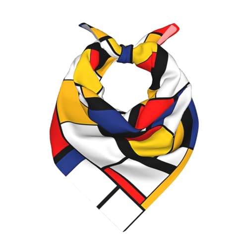 USHJNV Mondrian Geometric Minimalist Composition Bandana For Men & Women - Large 22" X 22" Square Head Scarf, Hair Wrap, Kerchief - Soft & Breathable