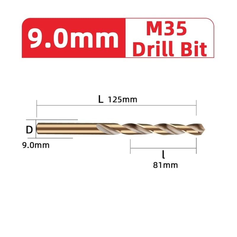 10PCS 6.5mm Twist Drill Bit Set M35 2 Edge HSS Hole Drill 8% High Cobalt Drill Bit for Stainless Steel Wood Metal Drilling Cutter DIOBFZFY