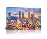 HJY Art Atlanta Georgia USA Downtown Skyline Framed Canvas Wall Art Skyscrapers Skyline Wall Decor USA Cityscape Pictures Wall Artworks Posters for Living Room Home Decorations (12''H x 16''W)