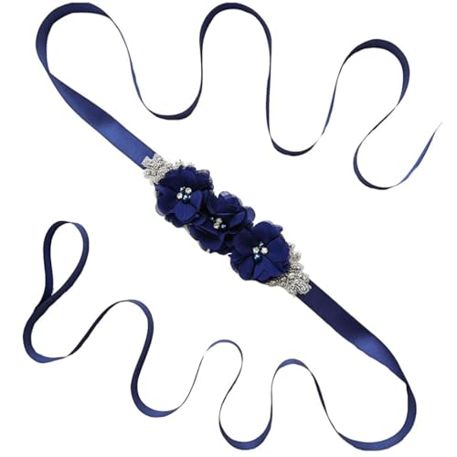 Bridal Wedding Bridesmaid Dresses Belts For Women Waistband Maternity Pearl Flower Photography Props Bridesmaid and Flower Girls Sash Belt Wedding Maternity Baby Shower Navy Blue, womens belt