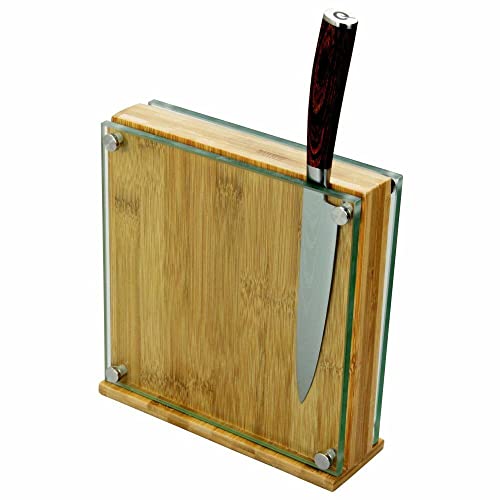 Woodquail Bloc à Couteaux Magnétique Vide en Bambou et Verre (pour 8-10 Couteaux) Cover