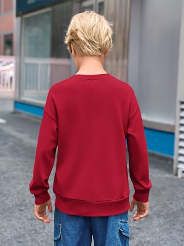 Haloumoning Boys Sweatshirts Kids Fashion Long Sleeve Crewneck Pullover 5-14 Years3