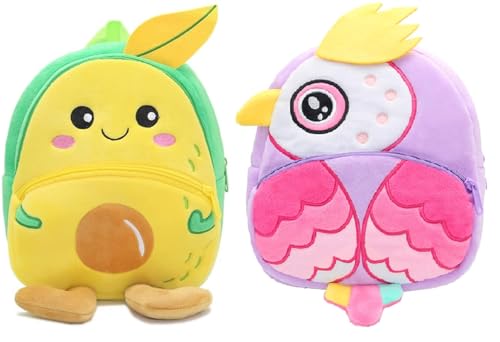 Image of blue tree Cute Boy's and Girl's Plush Bag Medium Quality Full Embroidery Designs Mini Travel Backpack Mango (Mango-Pink OWL)