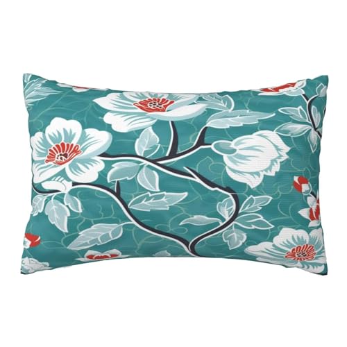 Housse coussin 60x80 cm gris vert fleur rectangulaire lot de 2 - 8