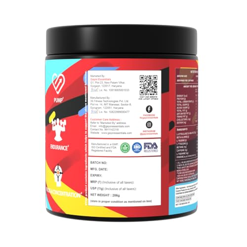 Image of Gayor Essentials Pre Gayor Black (Cola, 286g, 26 Servings) | Advanced Pre-Workout, 200mg L-Theanine,300mg Caffeine, 8g Citrulline Malate, Piperine, black pepper extract