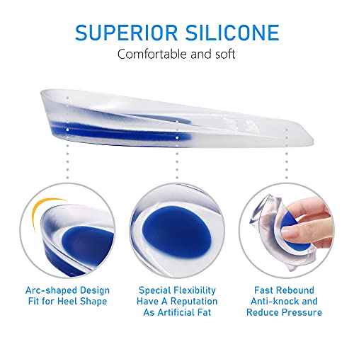 Image of Dr.Pedi Heel Cups for Heel Pain 3 Pairs Gel Silicone Heel Pads Heel Lifts for Achilles Tendonitis Inserts for Women Insole Shoe for Plantar Fasciitis Relief