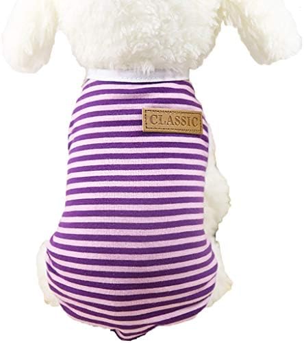 Howstar Pet Shirt, Dog Cat Clothes Puppy Classic Vest Striped T-Shirt Pet Summer Apparel (Purple, M)