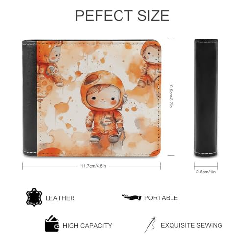 Men's Leather Wallet Bifold Wallet for Men Light White And Orange Slim Wallet with Multiple Card Classic Passcase Mens Card Holder2