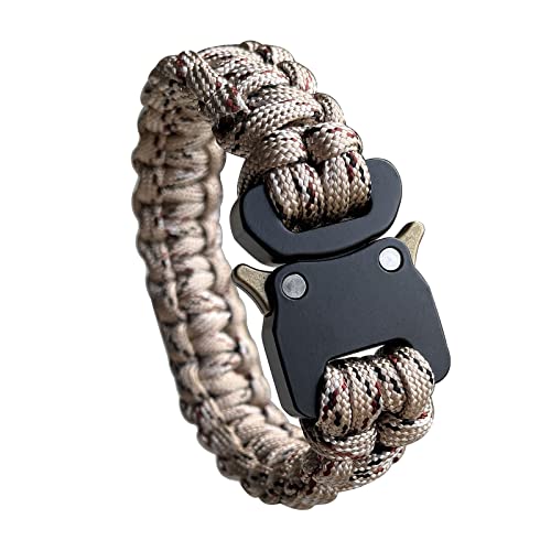 SU LIFE Pulseira de paracord feita à mão 23 cm corda trançada bronze bandeira dos EUA destaque para