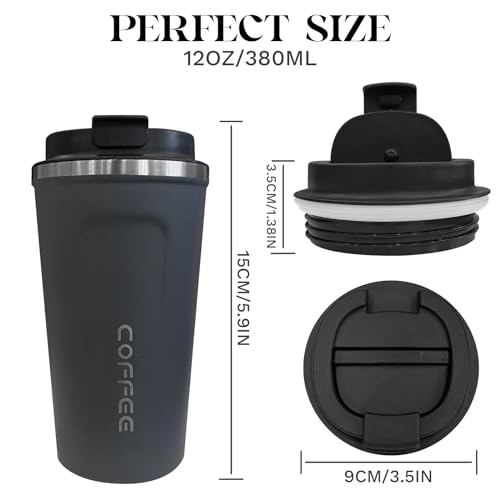 Image of Insulated Travel Coffee Mug, Stainless Steel Coffee Cup with Leakproof Lid | Double-wall insulation keeps drinks hot or cold for hours, with a leakproof lid and portable stainless steel design