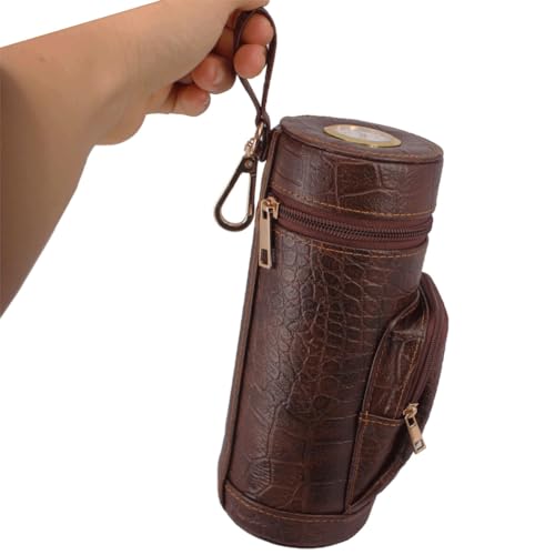 Image of AMANCY Classy Cylindrical Hand Carry Cigar Case with Premium Cutter and Rest, Cedar Wood Lined Travel Cigar Holder Humidor kit with Built-In Hygrometer, Long Humidifier, and Dropper